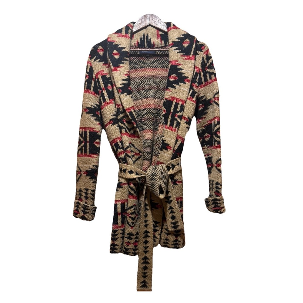 Jones New York Signature Southwestern Tan Red & Blue‎ Sweater Coat Womens S